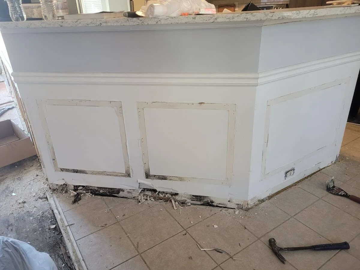 Water damage and mold on kitchen during Storm Damage Restoration in Upper Chichester